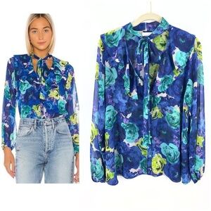 MISA Los Angeles Patia Button Down Top Womens Medium Floral Fairy Boho Jewel USA